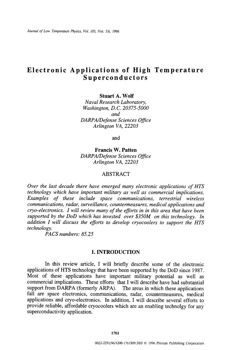 Electronic applications of high temperature superconductors by Unknown