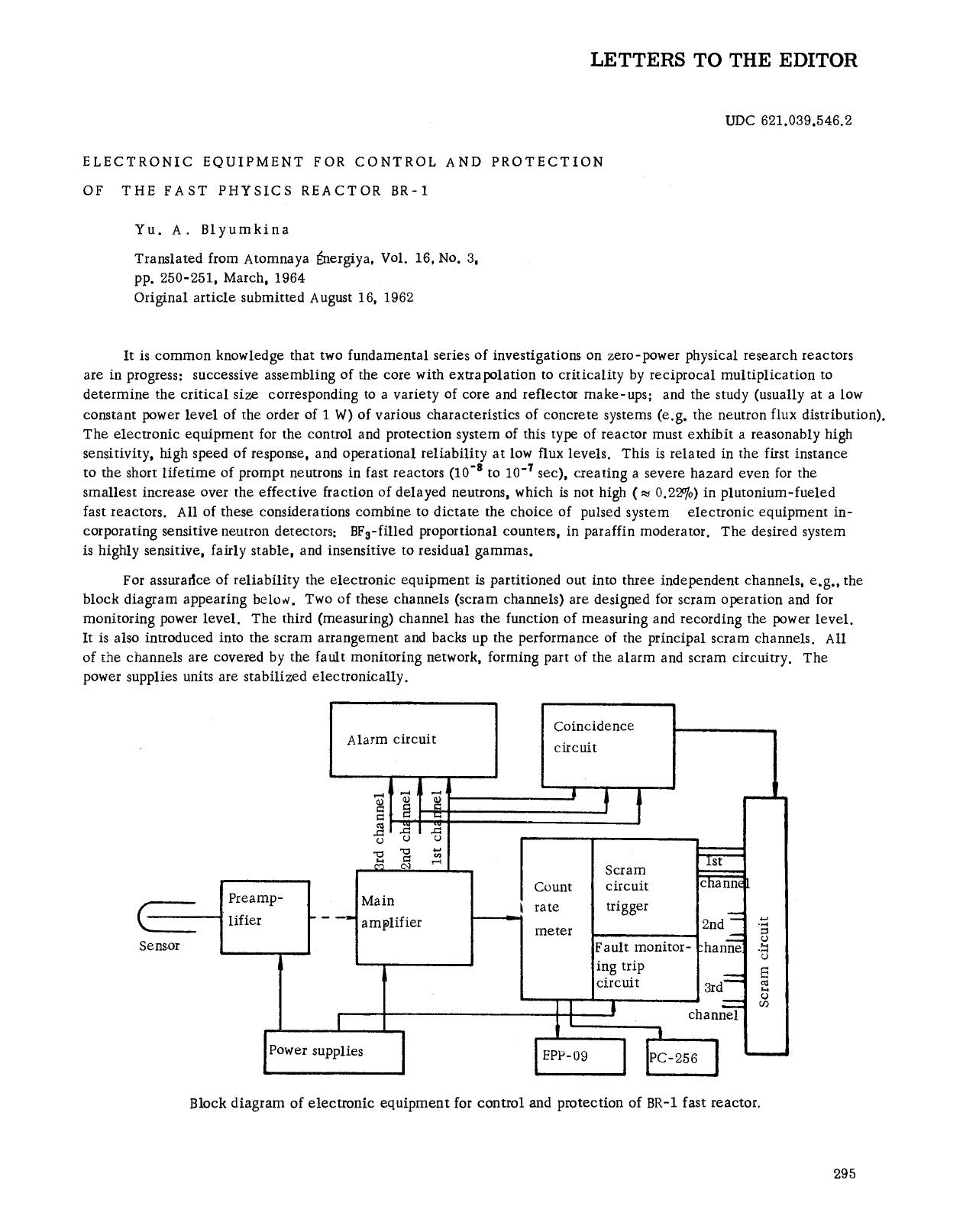 Electronic equipment for control and protection of the fast physics reactor BR-1 by Unknown