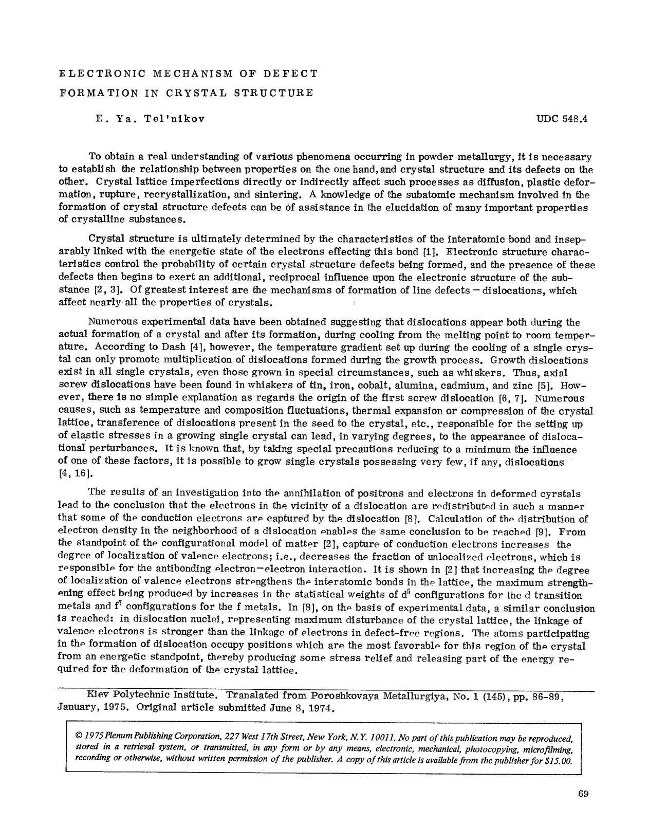 Electronic mechanism of defect formation in crystal structure by Unknown