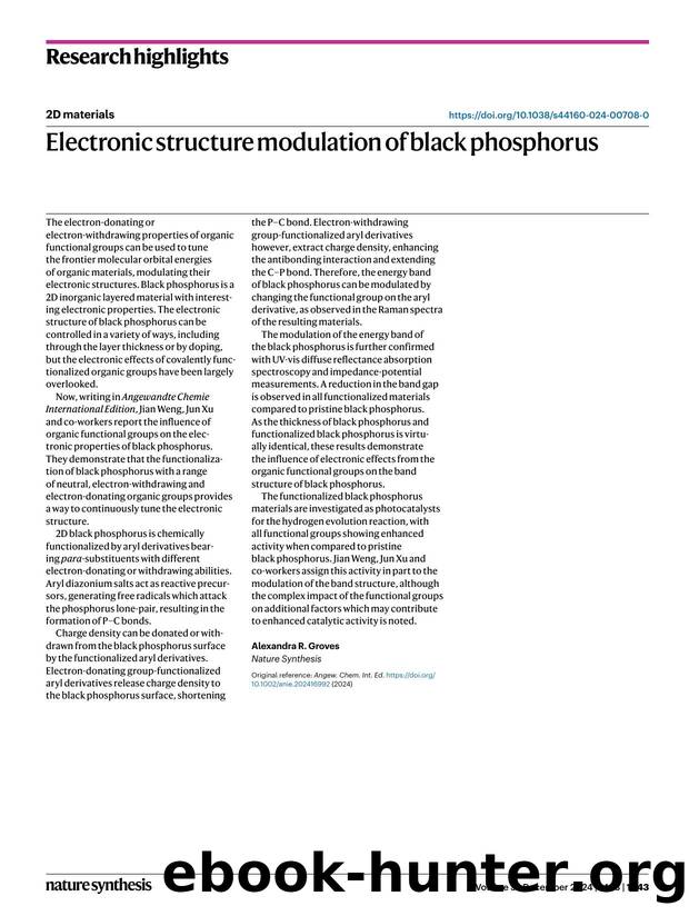 Electronic structure modulation of black phosphorus by Alexandra R. Groves