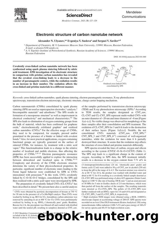 Electronic structure of carbon nanotube network by Alexander N. Ulyanov & Evgeniya V. Suslova & Serguei V. Savilov