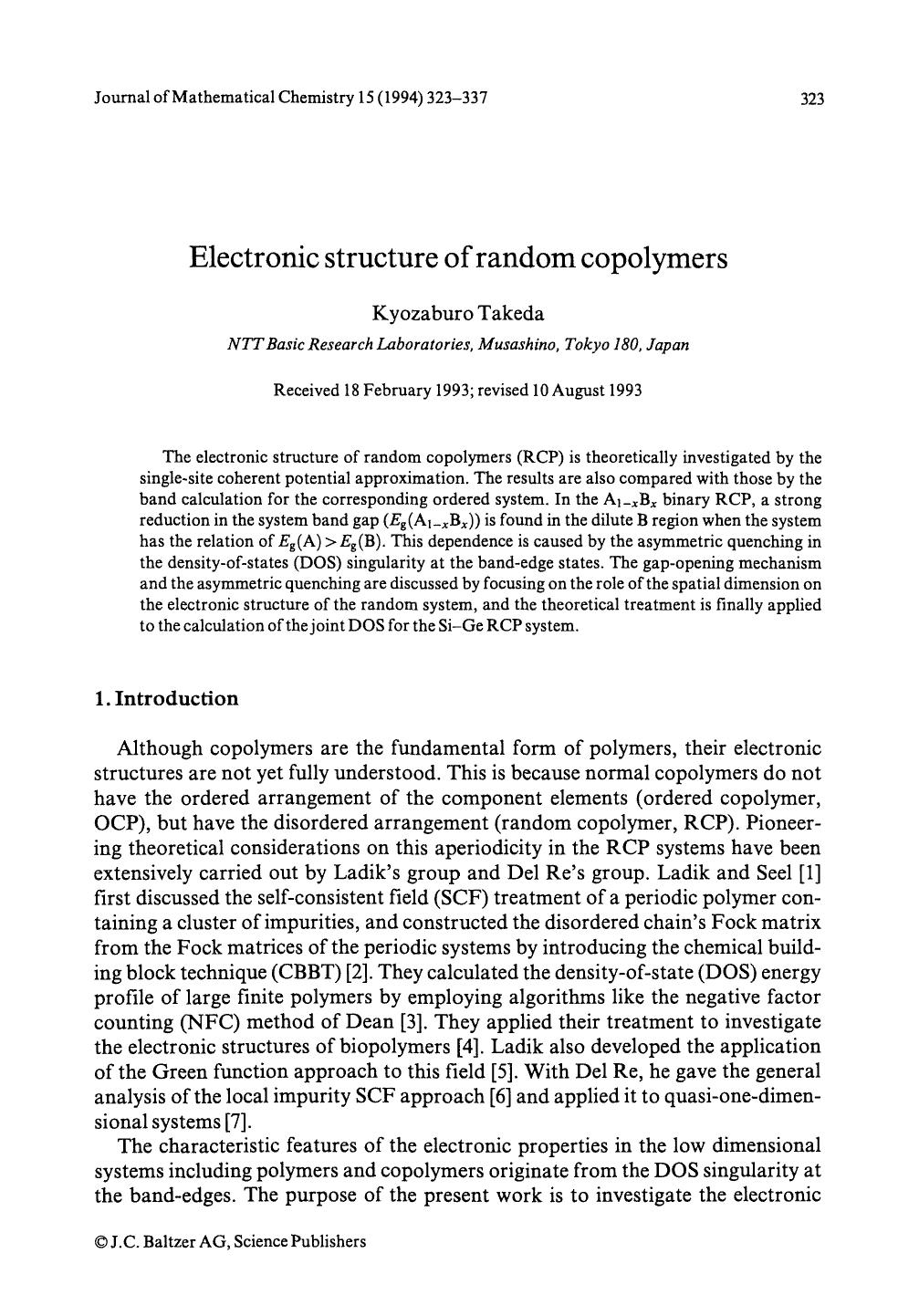 Electronic structure of random copolymers by Unknown
