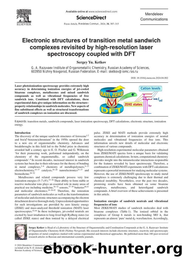 Electronic structures of transition metal sandwich complexes revisited by high-resolution laser spectroscopy coupled with DFT by Sergey Yu. Ketkov