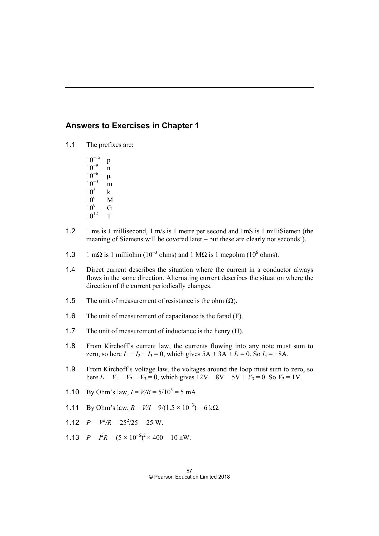 Electronics A Systems Approach, Solution Manual (Ch. 1-9) by Neil Storey