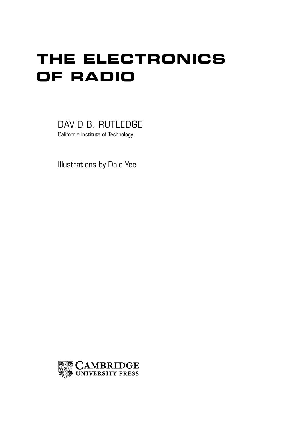 Electronics Of Radio by David Rutledge
