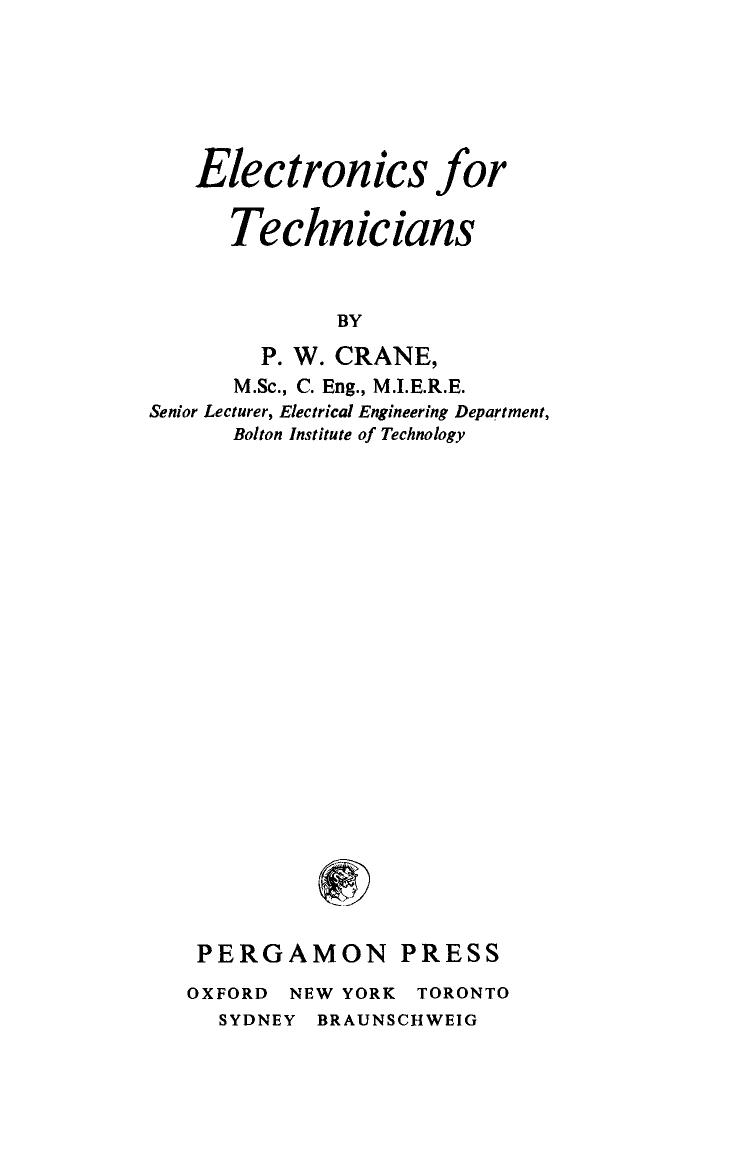Electronics for Technicians by P. W. Crane and N. Hiller (Auth.)