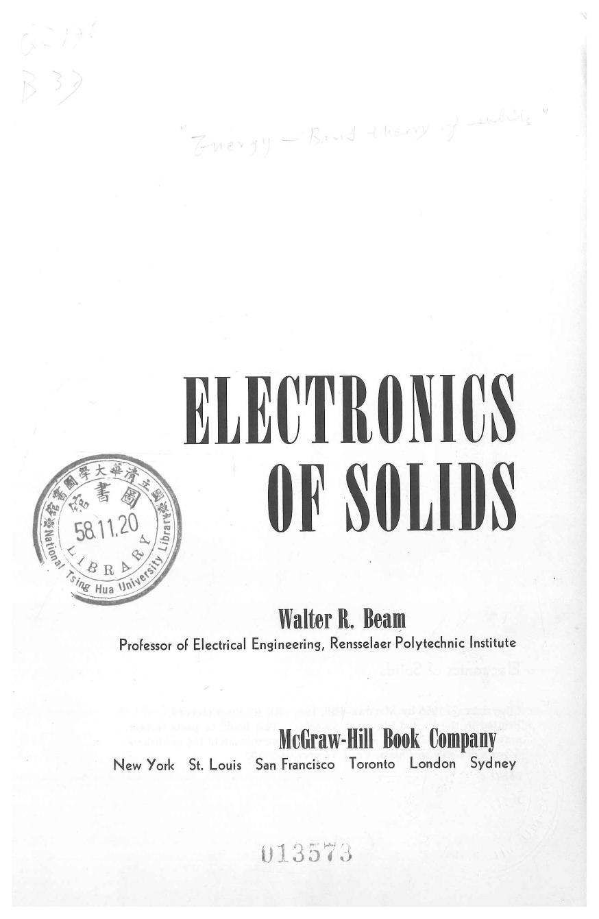 Electronics of Solids by W.R. Beam