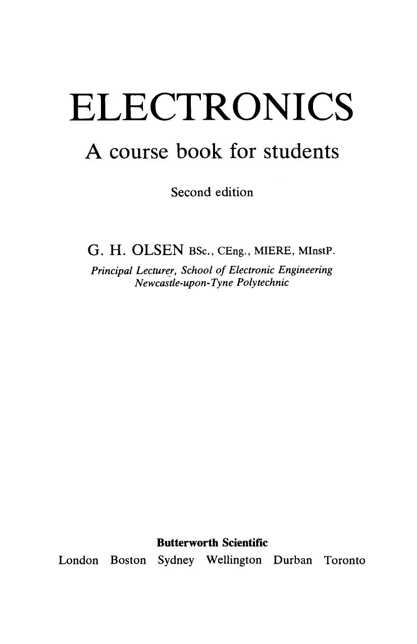 Electronics. A Course Book for Students by G. H. Olsen (Auth.)