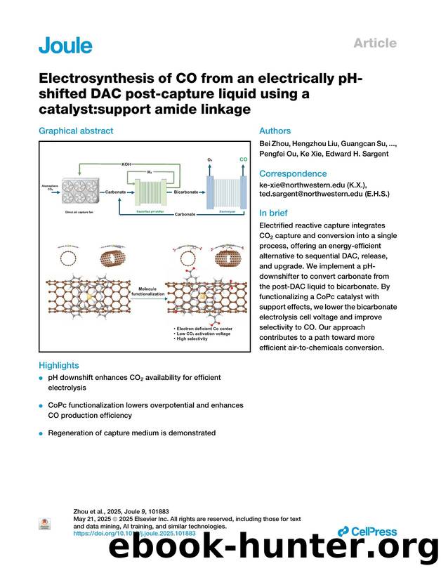 Electrosynthesis of CO from an electrically pH-shifted DAC post-capture liquid using a catalyst:support amide linkage by Bei Zhou