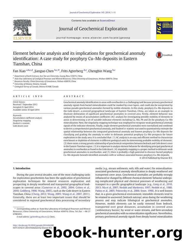 Element behavior analysis and its implications for geochemical anomaly identification: A case study for porphyry CuâMo deposits in Eastern Tianshan, China by Fan Xiao & Jianguo Chen & Frits Agterberg & Chengbin Wang