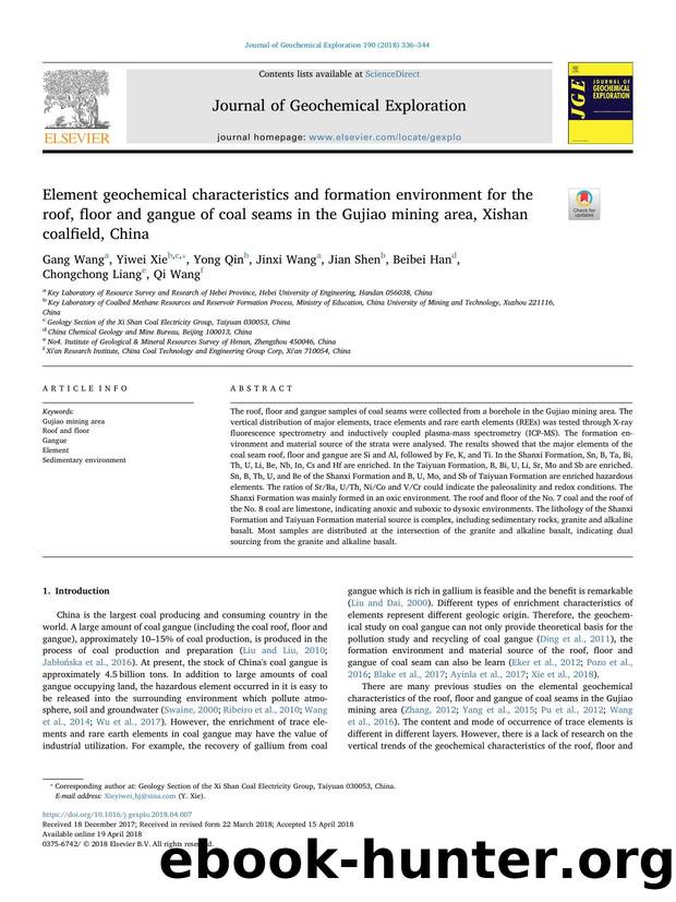Element geochemical characteristics and formation environment for the roof, floor and gangue of coal seams in the Gujiao mining area, Xishan coalfield, China by Gang Wang & Yiwei Xie & Yong Qin & Jinxi Wang & Jian Shen & Beibei Han & Chongchong Liang & Qi Wang