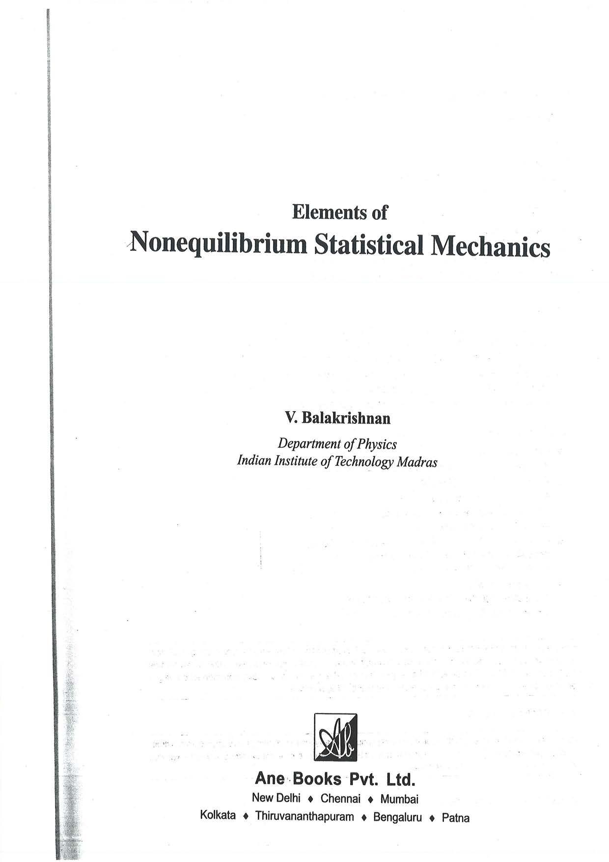 Element of Nonequilibirum Statistical Mechanics by V. Balakrishnan