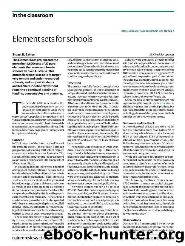 Element sets for schools by Stuart R. Batten