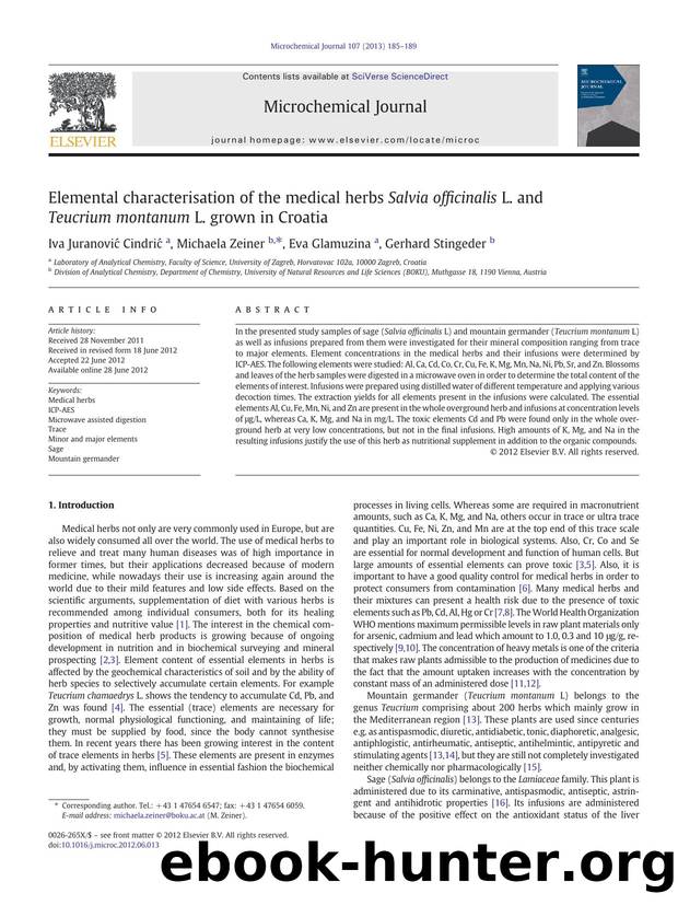 Elemental characterisation of the medical herbs Salvia officinalis L. and Teucrium montanum L. grown in Croatia by Iva Juranović Cindrić & Michaela Zeiner & Eva Glamuzina & Gerhard Stingeder
