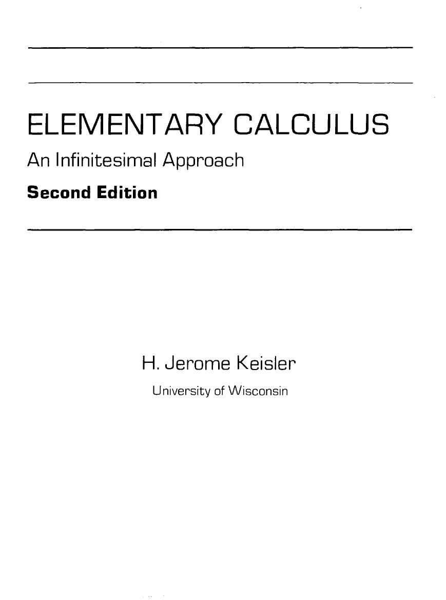 Elementary Calculus An Infinitesimal by H. Jerome Keisler