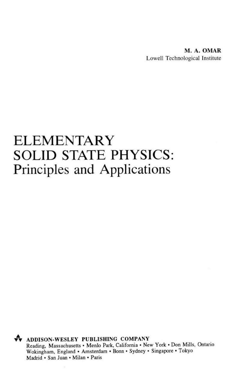 Elementary Solid State Physics by Ali Omar