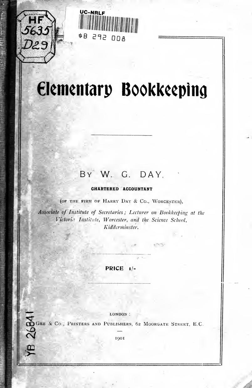 Elementary bookkeeping by Day W. G