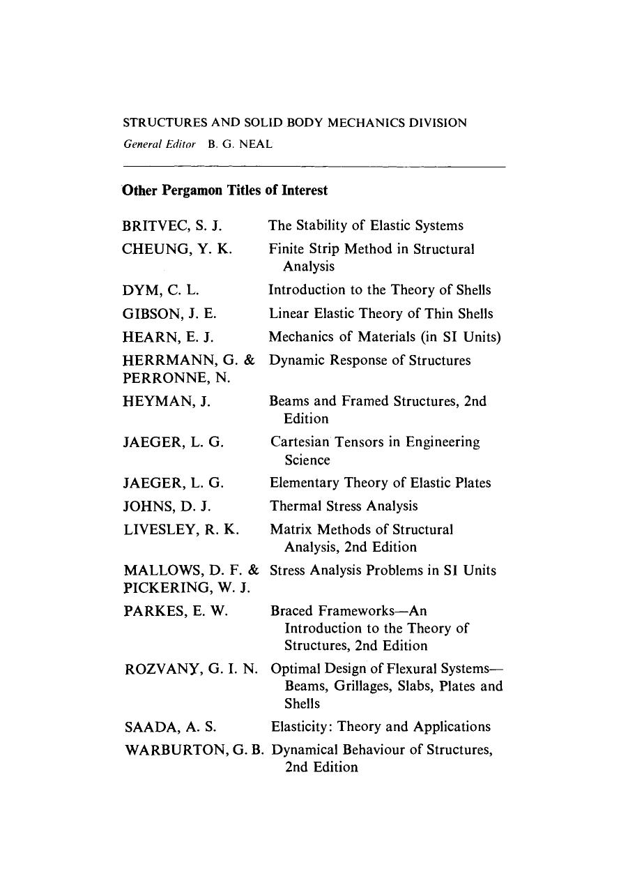 Elements of Experimental Stress Analysis. Structures and Solid Body Mechanics Division by A. W. Hendry and B. G. Neal (Auth.)