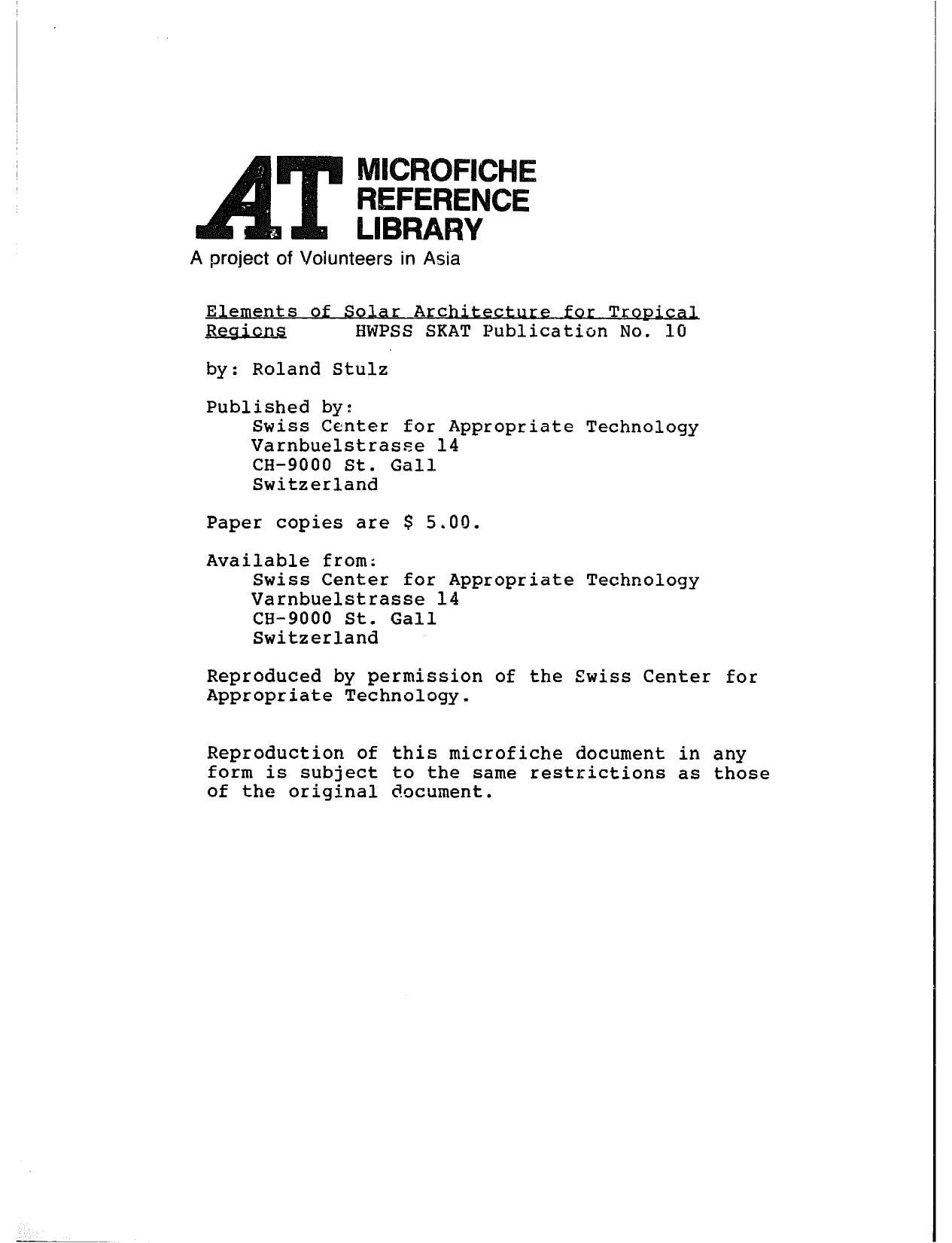 Elements of Solar Architecture for Tropical Places by Unknown