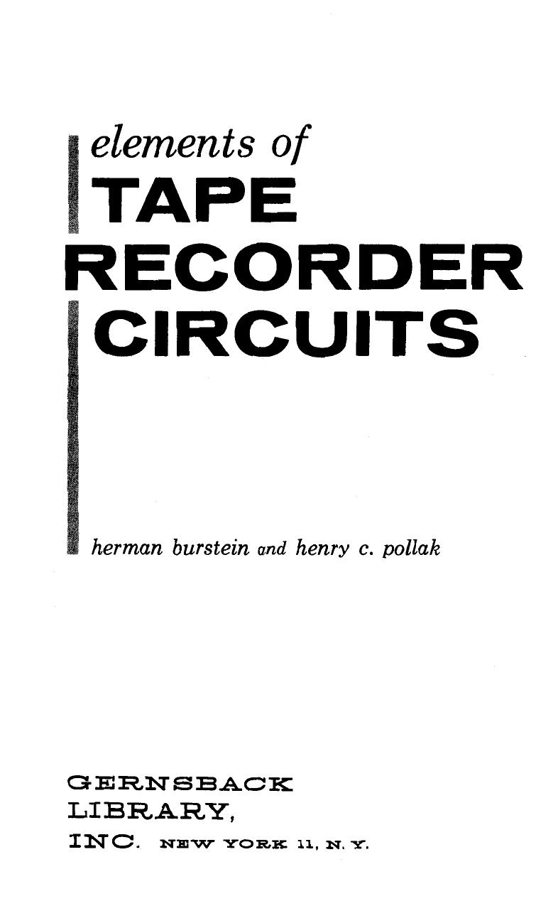 Elements of Tape Recorder Circuits by Herman and Henry Pollak Burstein