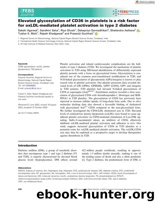 Elevated glycosylation of CD36 in platelets is a risk factor for oxLDLâmediated platelet activation in type 2 diabetes by Unknown