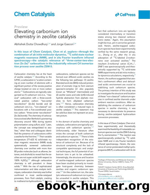 Elevating carbonium ion chemistry in zeolite catalysis by Abhishek Dutta Chowdhury & Jorge Gascon