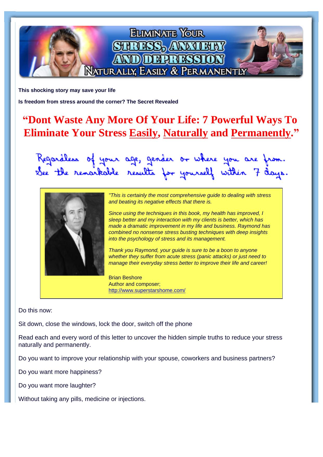 Eliminate Stress Naturally, Easily And Permanently. by Best of Kuszter's Collection