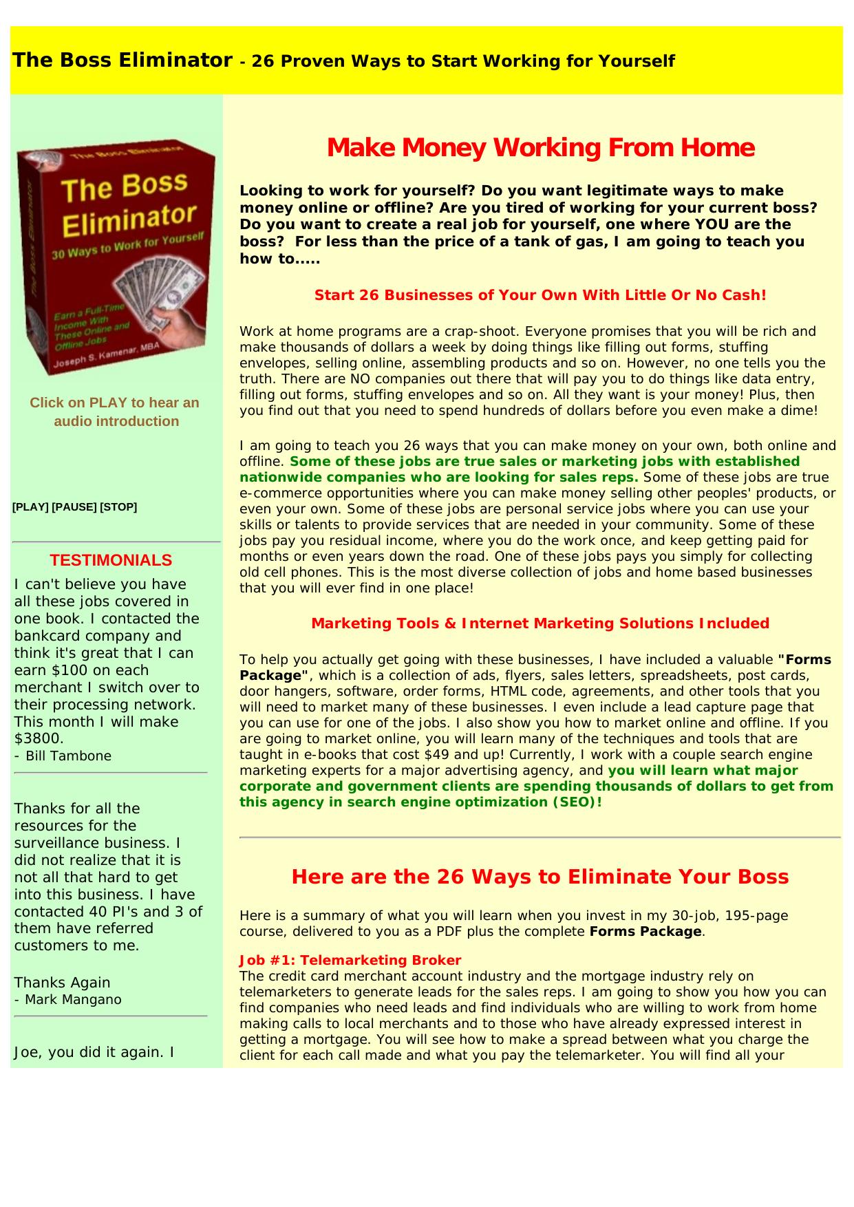 Eliminate Your Boss With These 30 Jobs. by Best of Kuszter's Collection