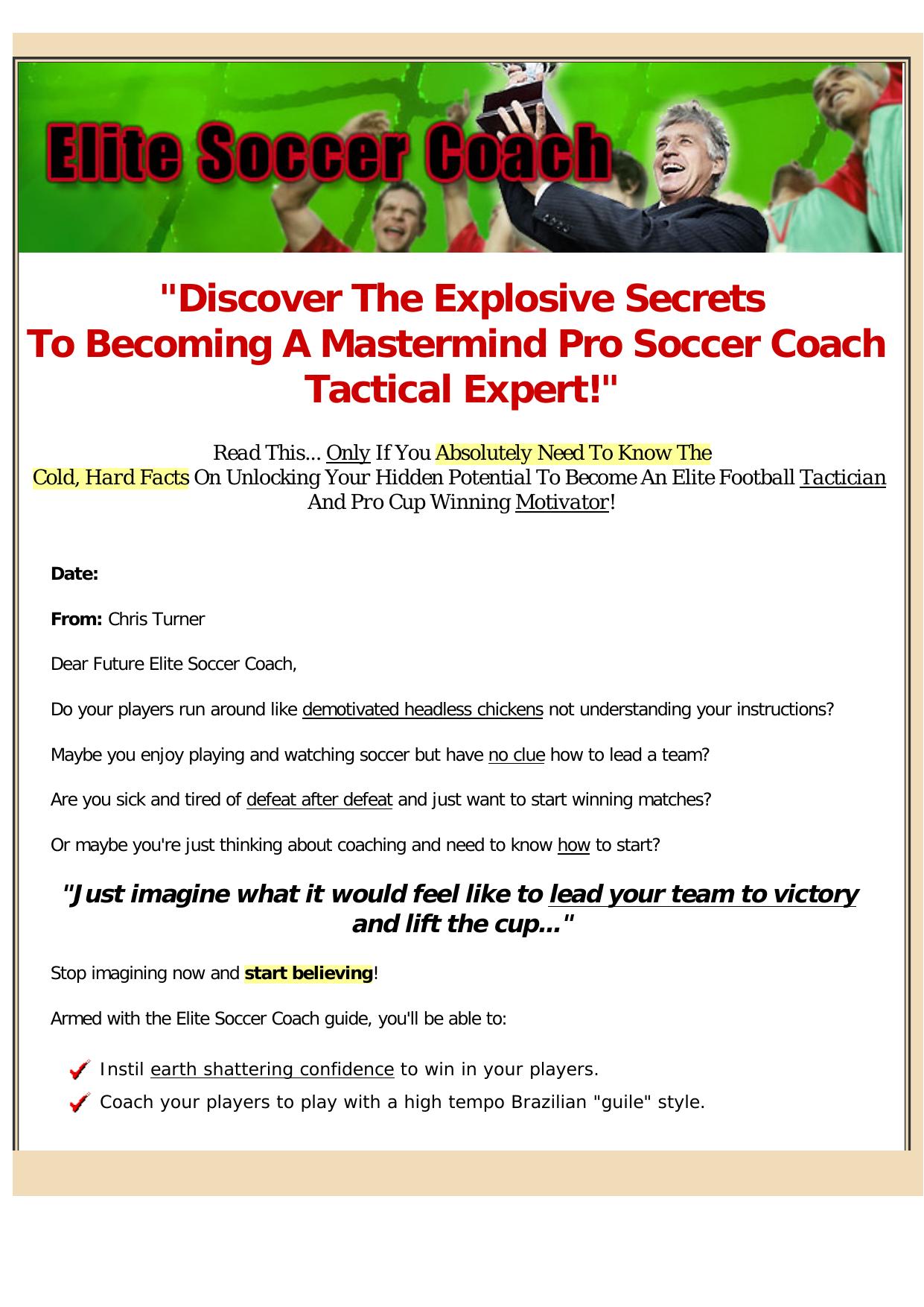 Elite Soccer Coach - Soccer Coach-Football Manager Guide.. by Best of Kuszter's Collection