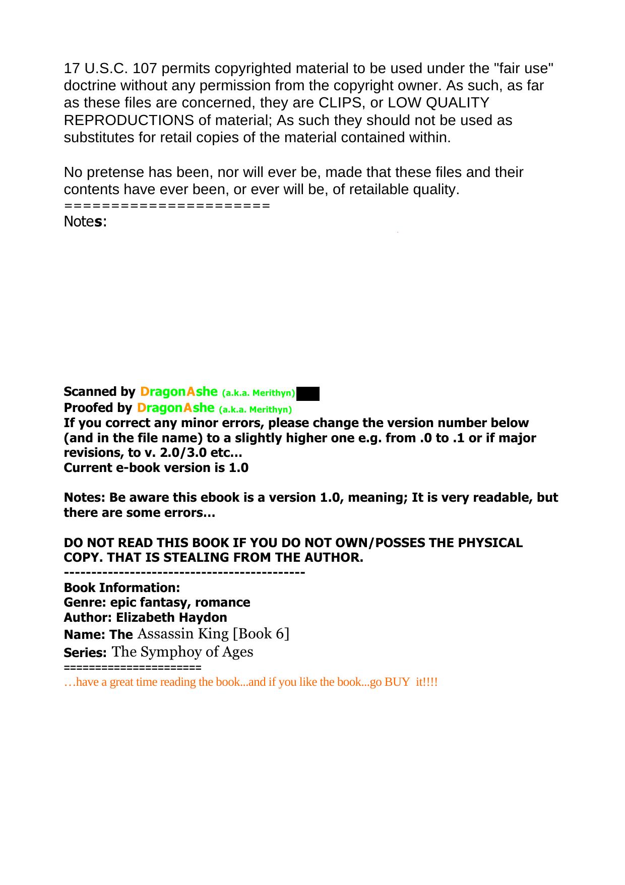 Elizabeth Haydon - Symphony of Ages 06 by The Assassin King