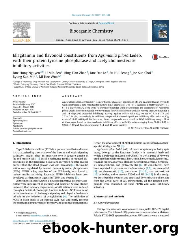 Ellagitannin and flavonoid constituents from Agrimonia pilosa Ledeb. with their protein tyrosine phosphatase and acetylcholinesterase inhibitory activities by unknow