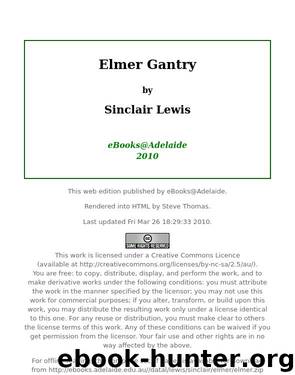 Elmer Gantry by Lewis Sinclair 1885-1951
