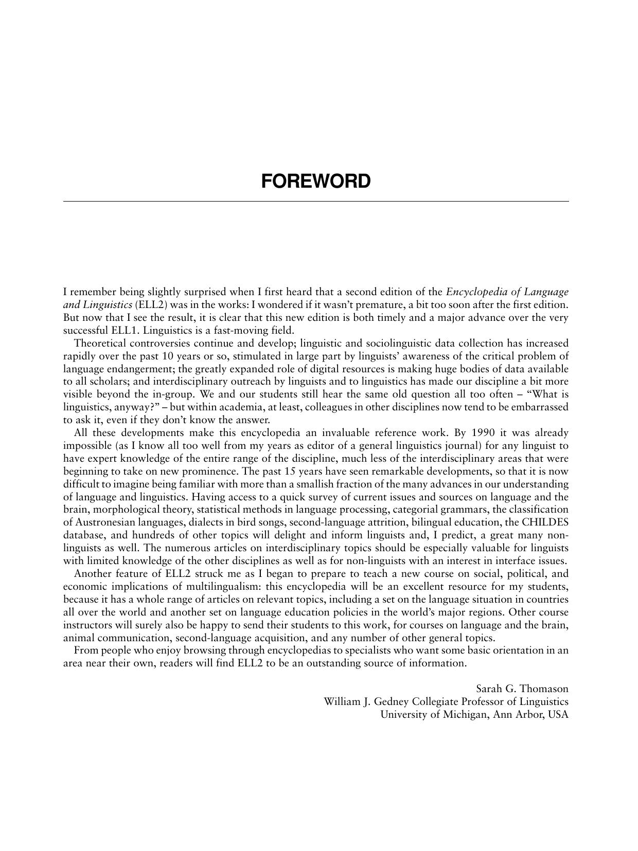 Elsevier Science Encyclopedia Of Language And Linguistics 2nd by Unknown
