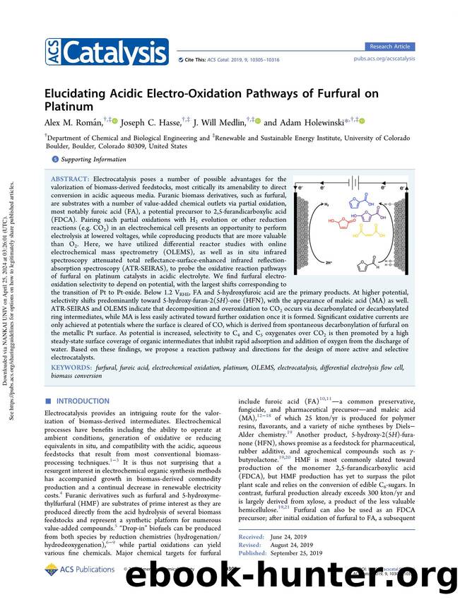 Elucidating Acidic Electro-Oxidation Pathways of Furfural on Platinum by Alex M. Román Joseph C. Hasse J. Will Medlin & Adam Holewinski