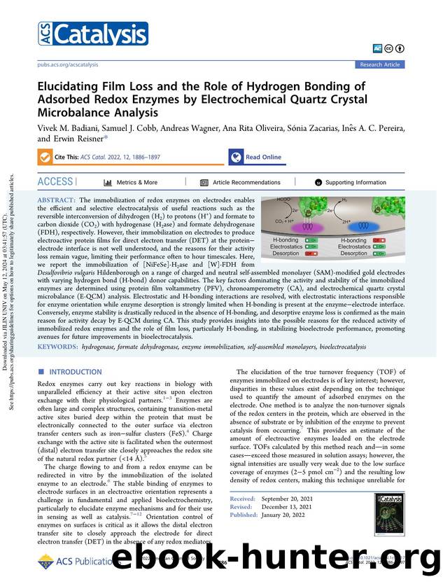 Elucidating Film Loss and the Role of Hydrogen Bonding of Adsorbed Redox Enzymes by Electrochemical Quartz Crystal Microbalance Analysis by unknow