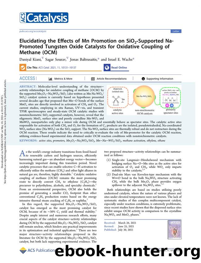 Elucidating the Effects of Mn Promotion on SiO2-Supported Na-Promoted Tungsten Oxide Catalysts for Oxidative Coupling of Methane (OCM) by Daniyal Kiani Sagar Sourav Jonas Baltrusaitis & Israel E. Wachs