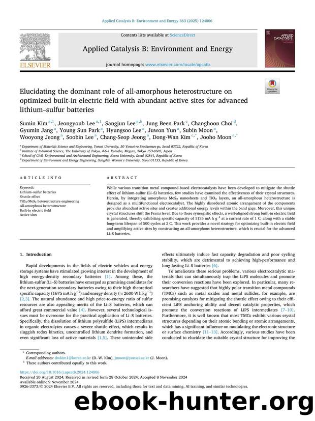 Elucidating the dominant role of all-amorphous heterostructure on optimized built-in electric field with abundant active sites for advanced lithiumâsulfur batteries by unknow