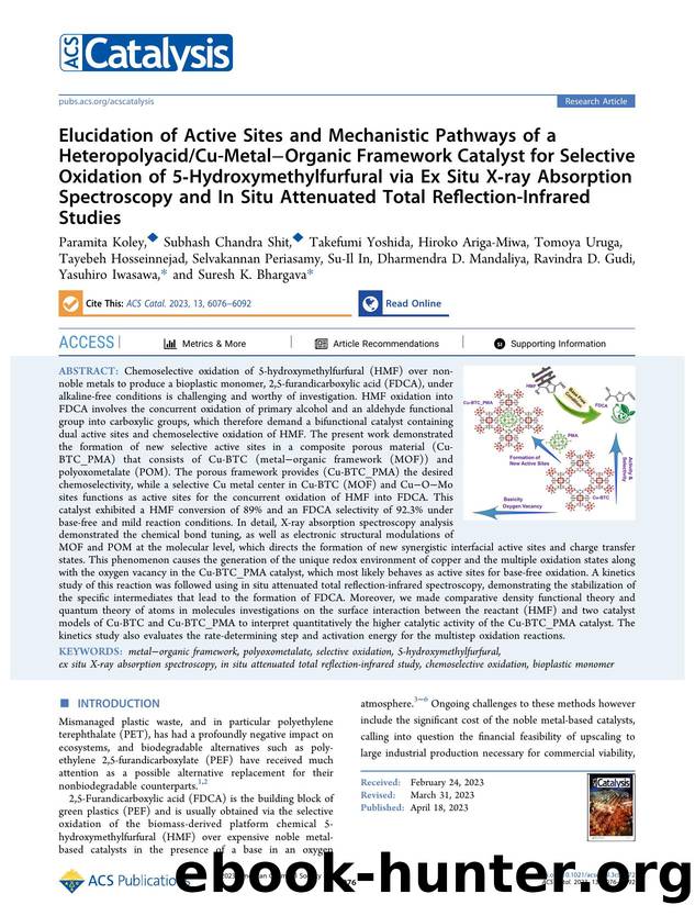 Elucidation of Active Sites and Mechanistic Pathways of a HeteropolyacidCu-MetalâOrganic Framework Catalyst for Selective Oxidation of 5-Hydroxymethylfurfural via Ex Situ X-ray A by unknow