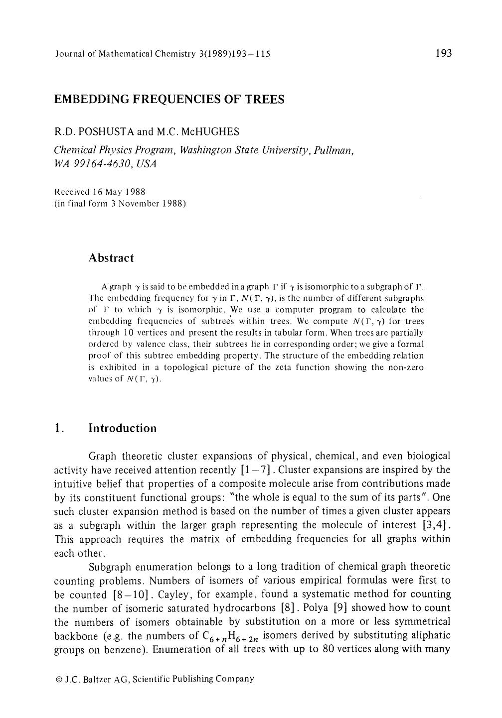 Embedding frequencies of trees by Unknown