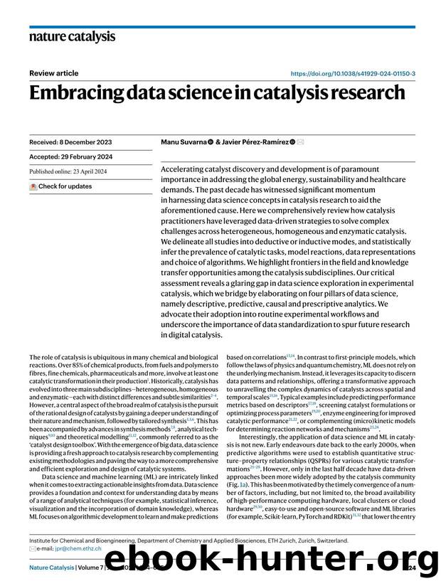 Embracing data science in catalysis research by Manu Suvarna & Javier Pérez-Ramírez