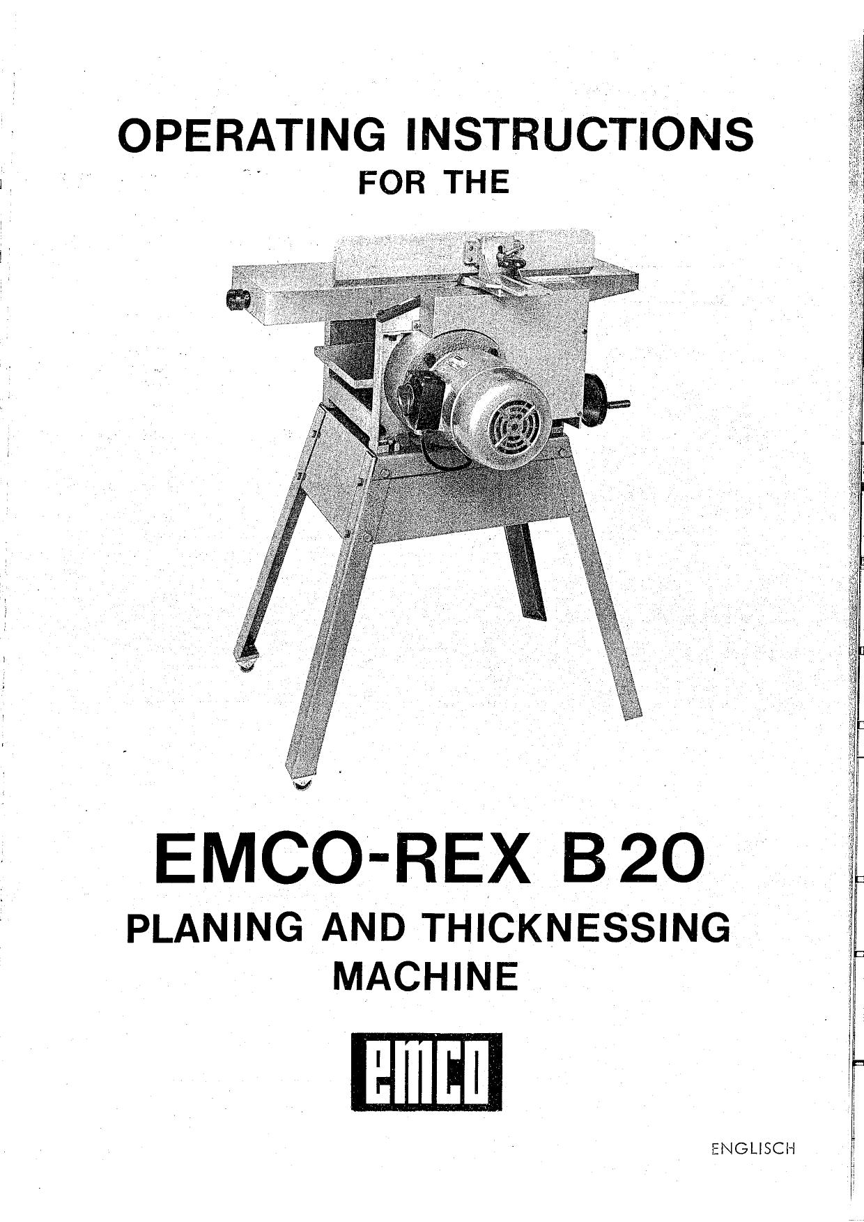 Emco-Rex B20 operating manual by coll