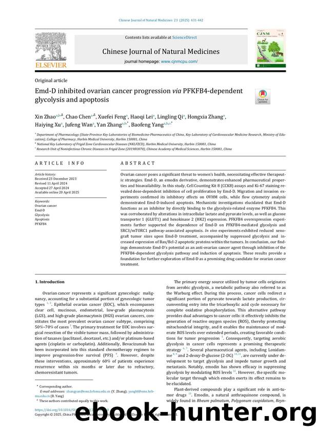 Emd-D inhibited ovarian cancer progression via PFKFB4-dependent glycolysis and apoptosis by unknow