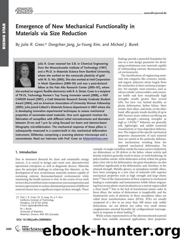 Emergence of New Mechanical Functionality in Materials via Size Reduction by Unknown