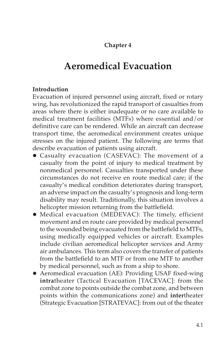 Emergency War Surgery, Chapter 4, Aeromedical Evacuation by Unknown
