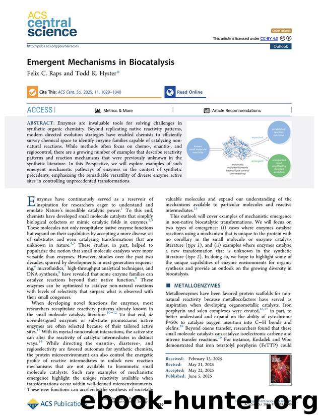 Emergent Mechanisms in Biocatalysis by Felix C. Raps & Todd K. Hyster
