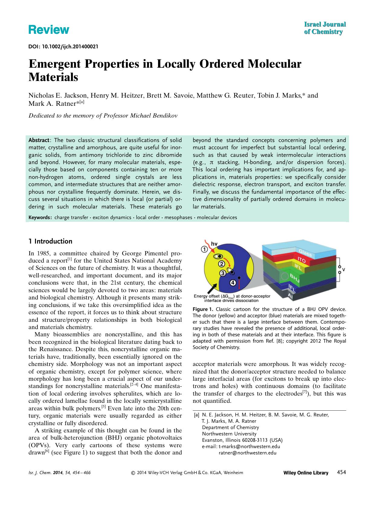 Emergent Properties in Locally Ordered Molecular Materials by Unknown