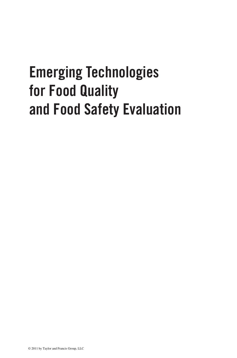 Emerging Technologies for Food Quality and Food Safety Evaluation (2011) by 4<8=8AB@0B>@