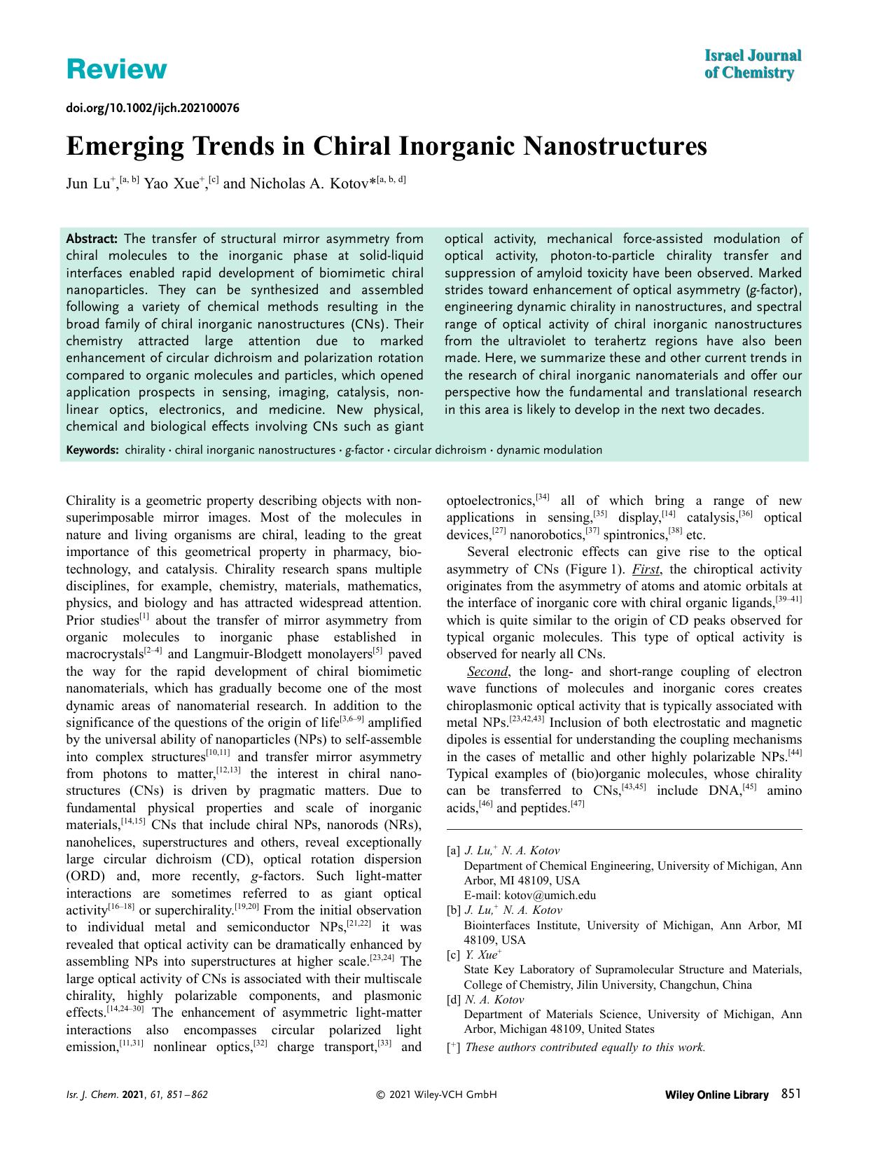 Emerging Trends in Chiral Inorganic Nanostructures by Unknown