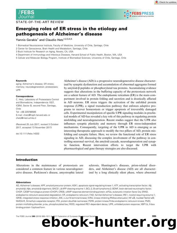 Emerging roles of ER stress in the etiology and pathogenesis of Alzheimer's disease by Unknown