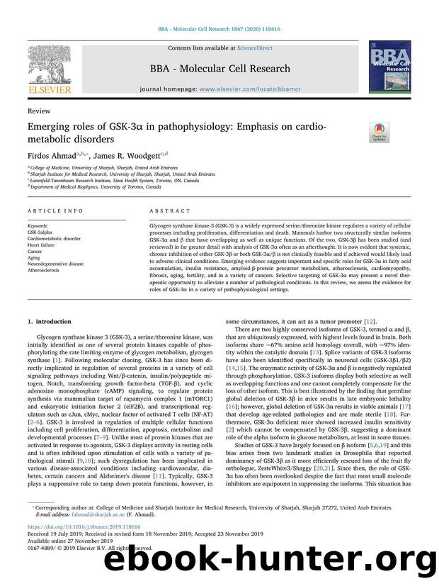 Emerging roles of GSK-3Î± in pathophysiology_ Emphasis on cardio-metabolic disorders by Firdos Ahmad & James R. Woodgett